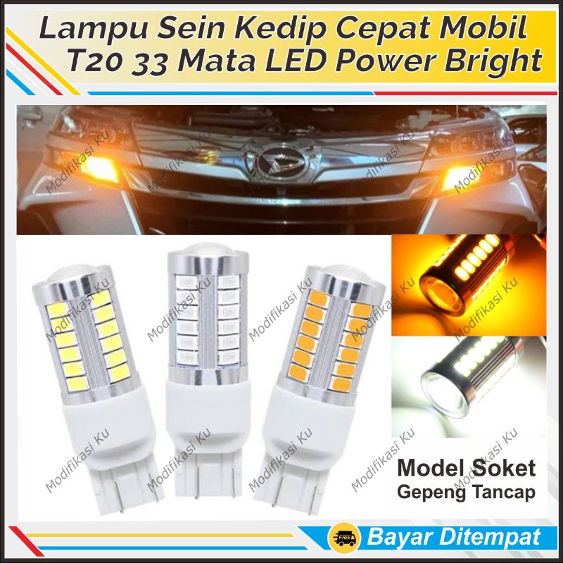 LAMPU SEIN MOBIL KEDIP CEPAT LED T20 CANBUS ( SEN / RETING ) POWER BRIGHT 33 MATA TERBARU: BRIO MOBI