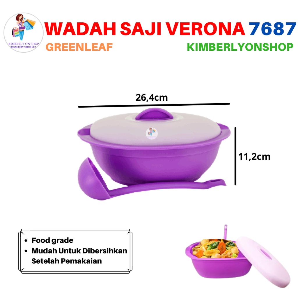 Wadah Saji Food Storage Verona 2.3 Liter 7687 Green Leaf