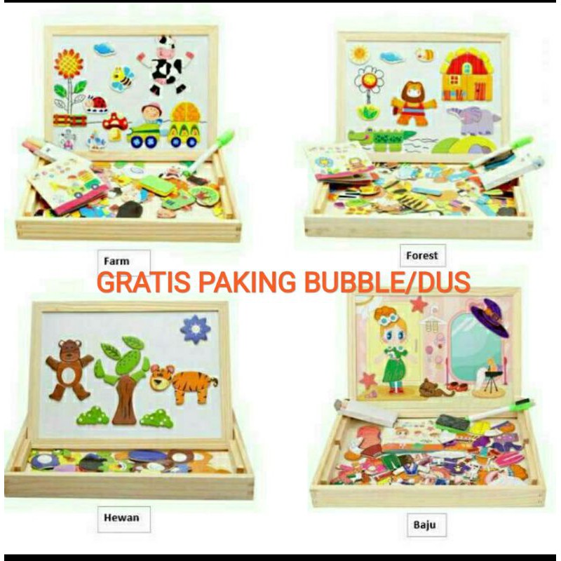 Gober - Mainan Edukasi Papan Tulis Puzzle / Educational Puzzle board / Magnetic Puzzle 3D Jigsaw