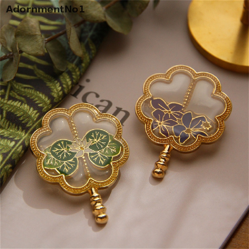 (AdornmentNo1) 2022 Bros / Pin Retro Elegan Bentuk Kipas Motif Bunga Bahan Metal Untuk Aksesoris Wanita