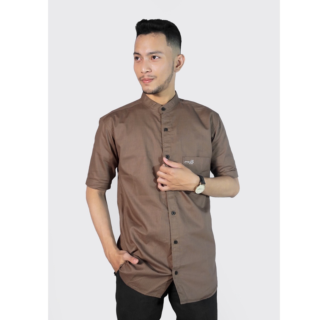 Kemeja Kanjeng Lengan Pendek Casual Cotton Fibre Sanghai Collar