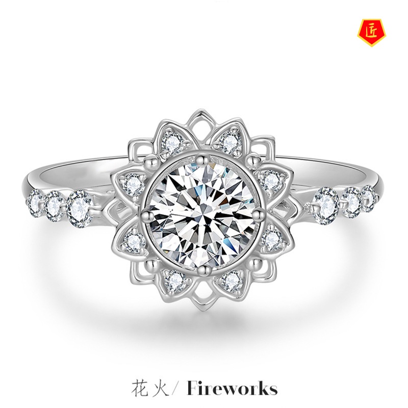 [Ready Stock]Fashion Personality 2 Karat Moissanite Sunflower Ring