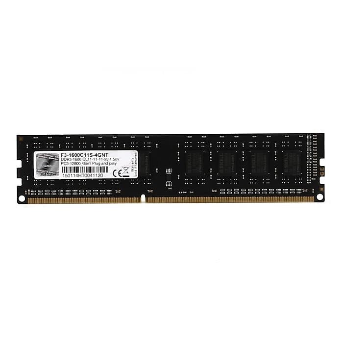 RAM G-Skill Value DDR3 4GB PC 12800 Single Channel Memory PC1600-F3-1600C11S 4GNT