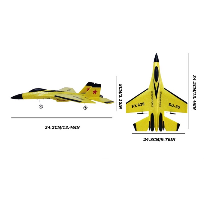 Remote Control Pesawat Terbang Glider Airplane Foam 2.4G RC - FX-620 - Yellow