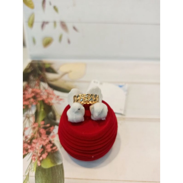 Cincin sisik naga kombinasi emas asli