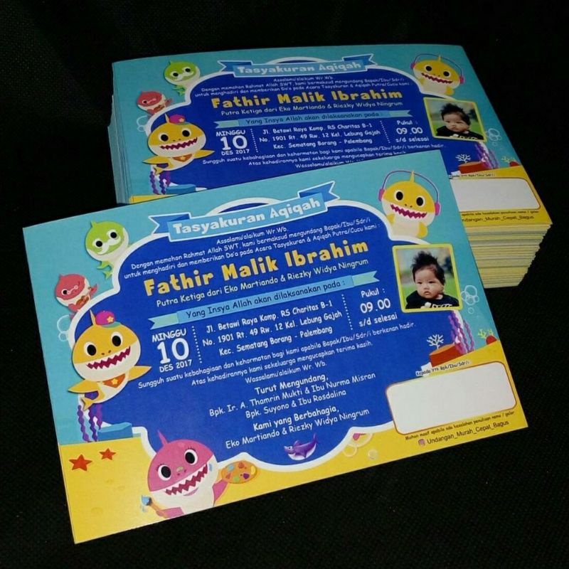 Undangan aqiqah tasmiyah penabalan nama ultah baby shark pinkfong