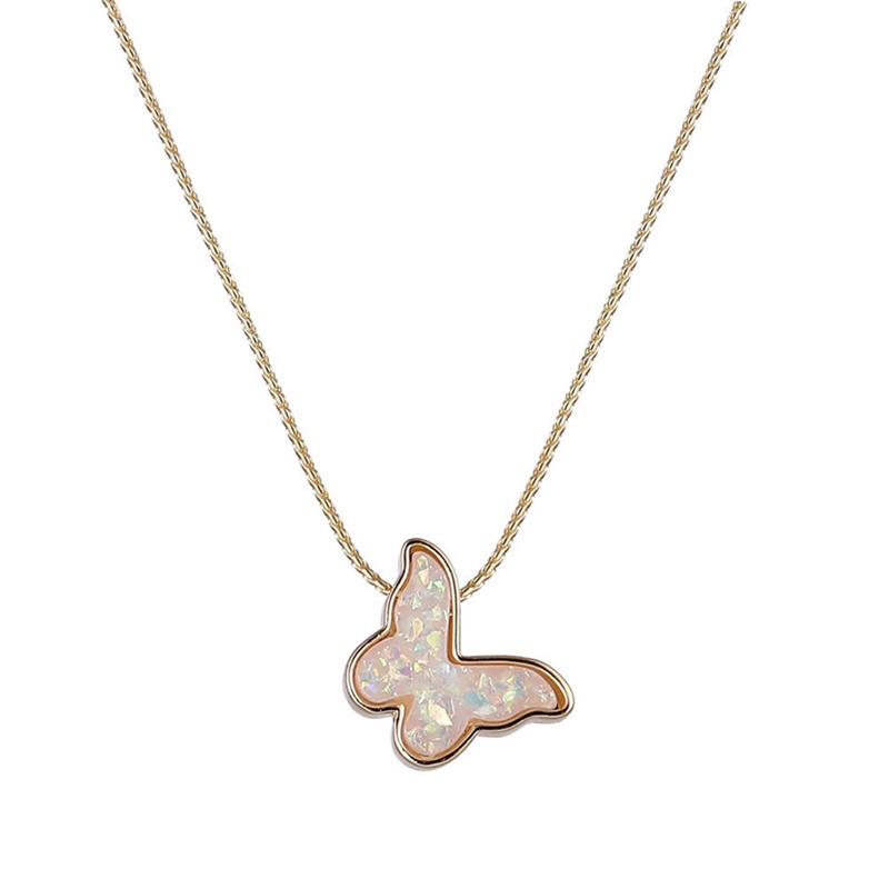 Kalung Rantai Liontin Butterfly Warna-Warni Gaya Vintage Korea Untuk Wanita
