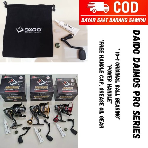 REEL PANCING DAIDO DAIMOS PRO SERIES 4000 11BALL BEARING, FREE HANDLE CAP, GREASE OIL GEAR DAN POUCH