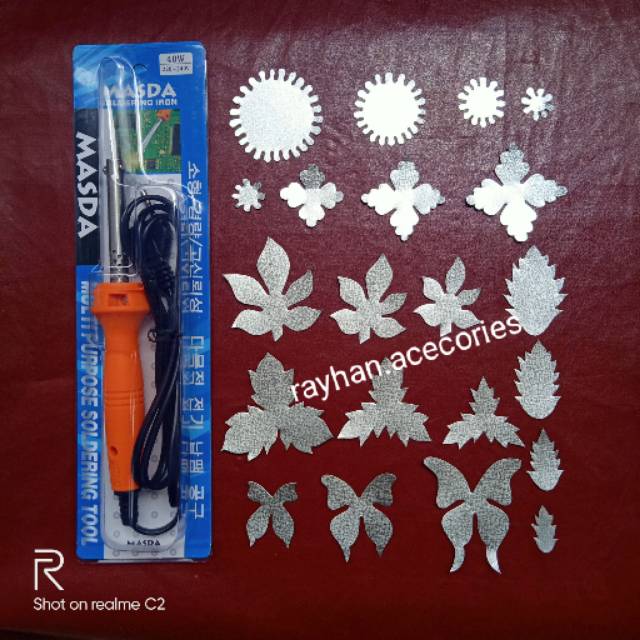 solder 40 watt + 21 pcs cetakan corsase/cetakan bunga 3D