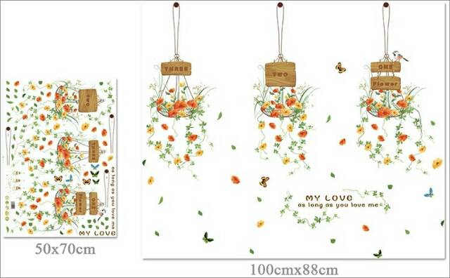 RELIZA WALL STICKER POT GANTUNG TANAMAN BUNGA HANGING XL7106 STIKER DINDING WALLSTICKER