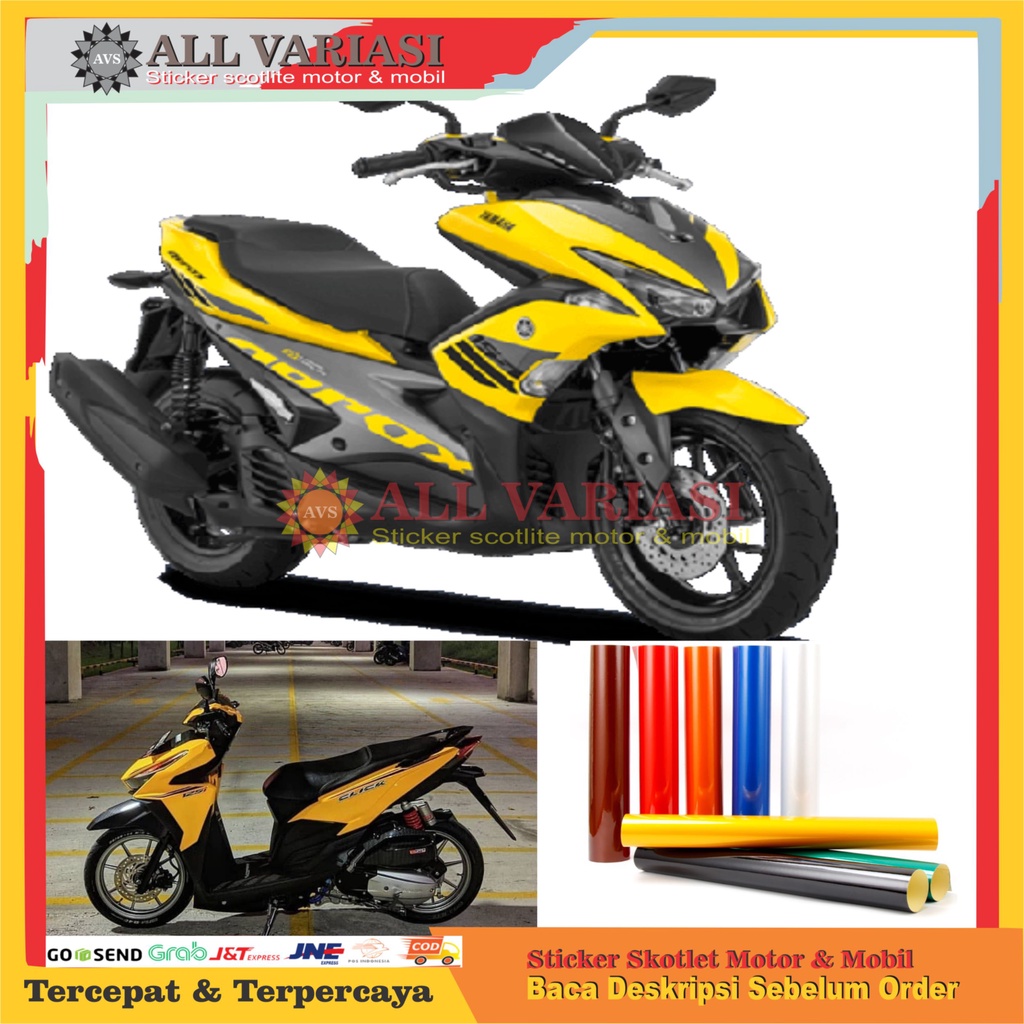 STIKER SKOTLET WARNA KUNING GLOSSY / STIKER SCOTLET MOTOR WARNA GLOS POLOS