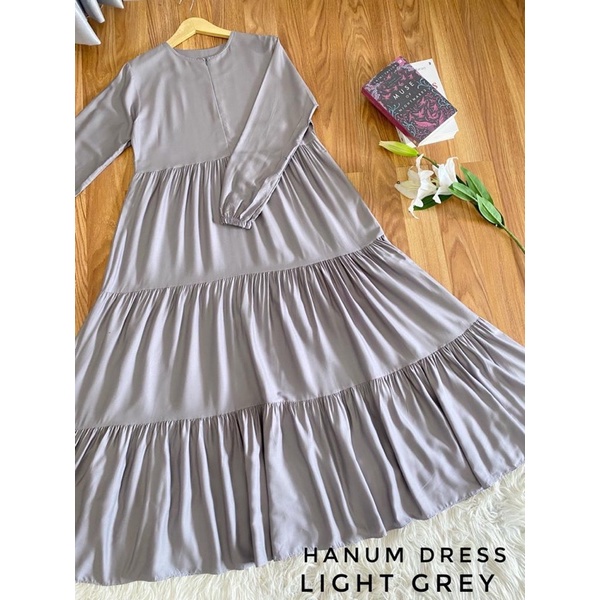 Hanum dress premium / dress polos / dress busui / gamis busui / dress rayon twill / dress hitam polos / BISACOD-GREY