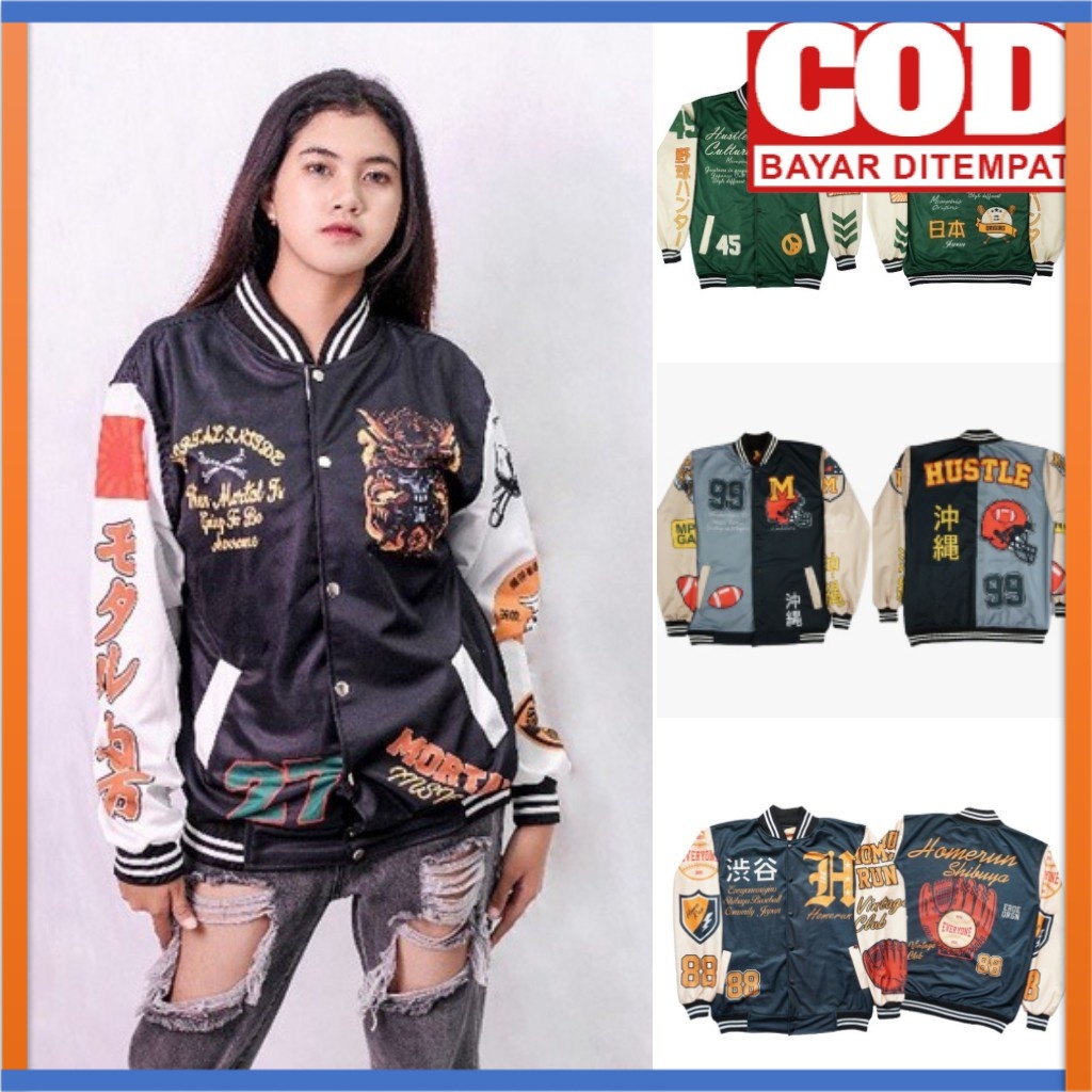 Jaket Varsity Parasut Varsity Jacket Jaket Baseball Pria Wanita Jaket Varsity Baseball Jaket Varsity