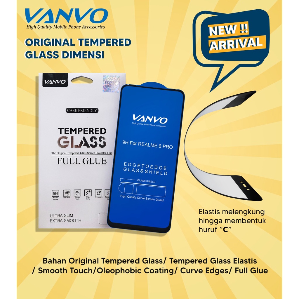 Tempered Glass Dimensi Elastis Vanvo X-PRo iP 7 7 Plus 8 Plus iP X XS XR iP 11 12 Pro Max Original