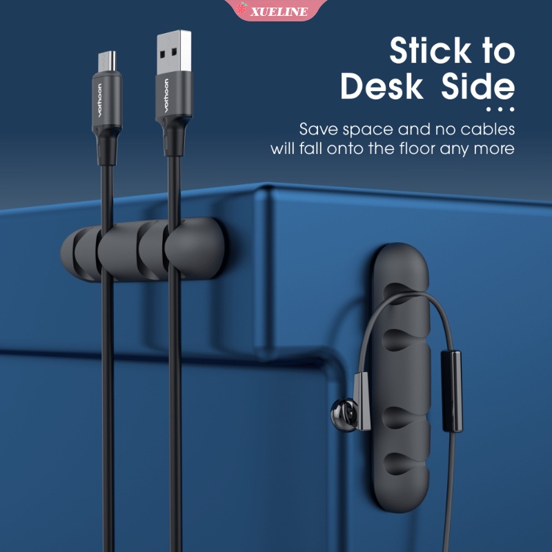 Klip Holder Kabel USB Bahan Silikon Flexible Untuk Mouse Headset