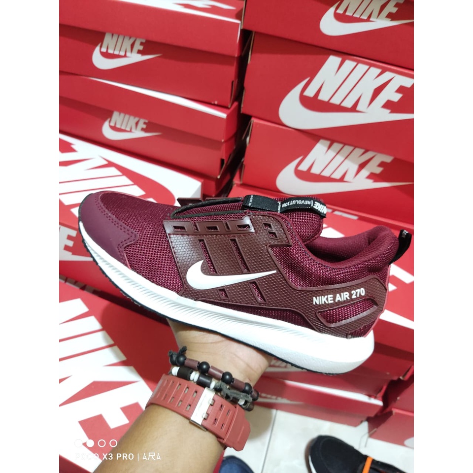 DISKON!! SEPATU SEKOLAH GRADE ORIGINAL NIKE AIR 270 MURAH SEPATU KASUAL KEREN TERBARU MERAH MARUN