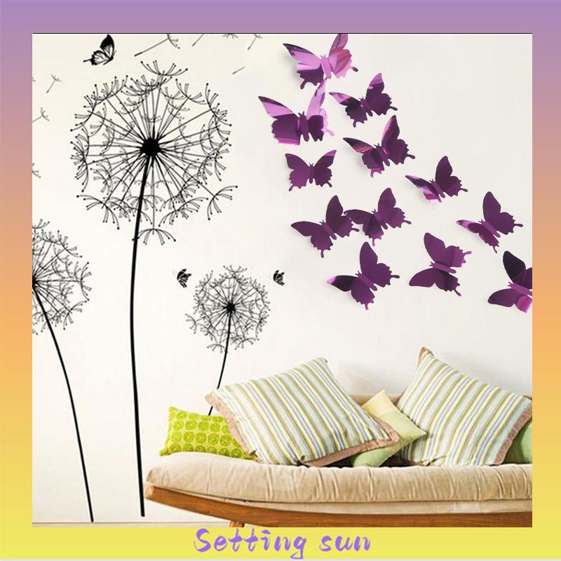 Tiga -Dimensi Pet Mirror 3D Butterfly Wall Sticker Stiker Ruang Tidur Ruang Ruang Ruang Belajar Studi TN