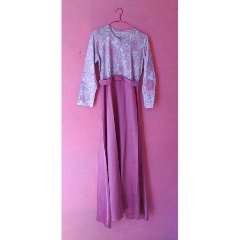 Preloved Gamis Batik kombinasi satin