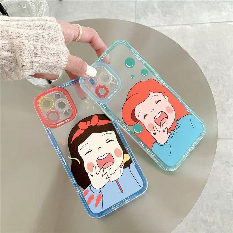 Case Bening Tahan Banting Desain Gadis Untuk Iphone 14 13 12 11 Pro X XR XS Max 6 6s 7 8 Plus Mini