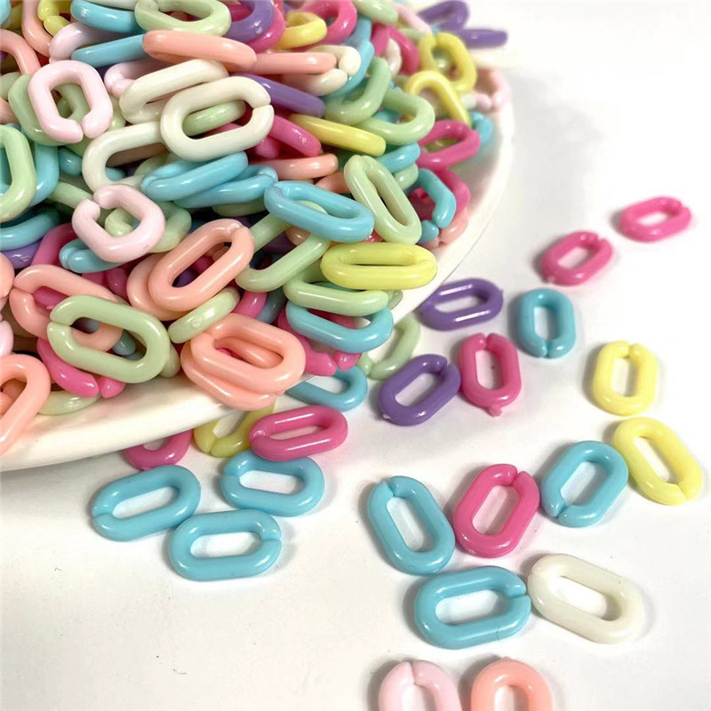 100pcs Rantai Plastik Akrilik Warna Macaron Ukuran 9mm X 15mm