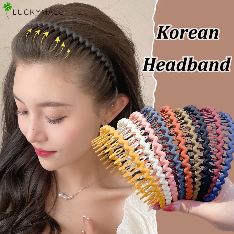 Bando Model Gelombang Bahan Plastik Warna Solid Gaya Korea Untuk Wanita