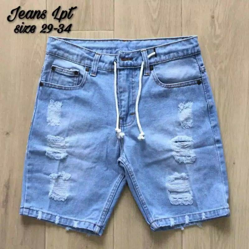 [Bisa COD]Celana Jeans Pendek Sobek Pria Wisker Jeans Pendek Ripped Robek Pria Premium Distro