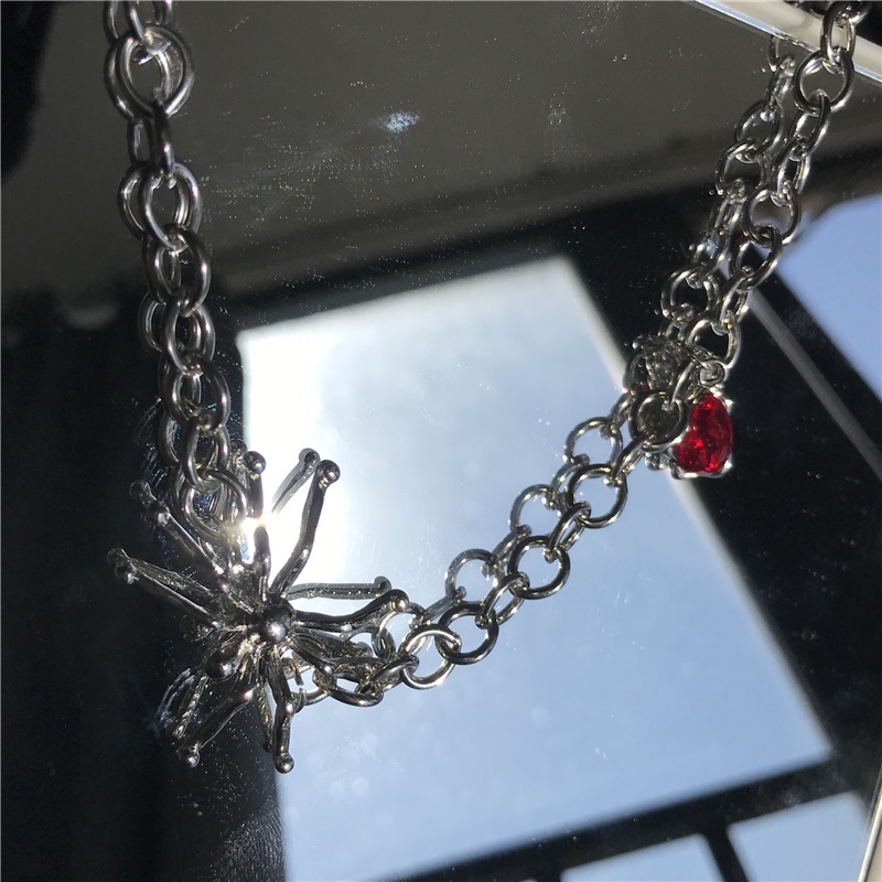 Ruby Spider Chain Necklace Accessories Chain Dark Punk