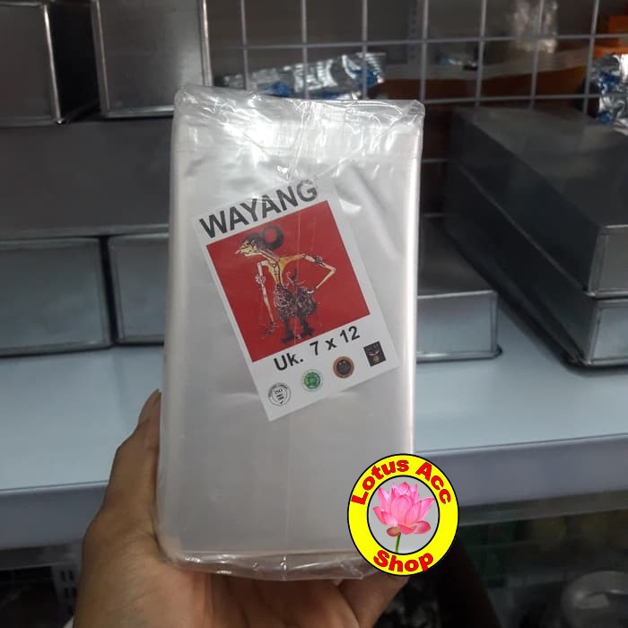 kantong plastik pp merek wayang / kaca / bening ukuran 7x12 berat 250gr