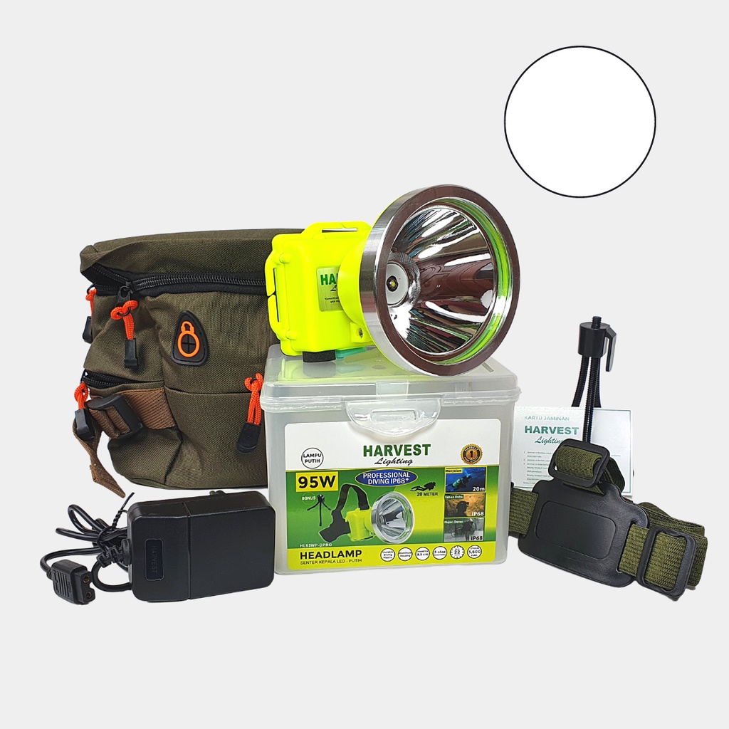 95W Headlamp HARVEST LIGHTING Senter Kepala LED Professional DIVING IP68 5600 MAH Lampu Emergency Selam Spearfishing Travel Hunting Rechargeable  Original Berkualitas Bergaransi