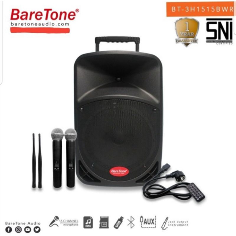 SPEAKER PORTABLE BARETONE BT-3H 1515BWR SPEAKER MEETING 15INCH ORIGINAL