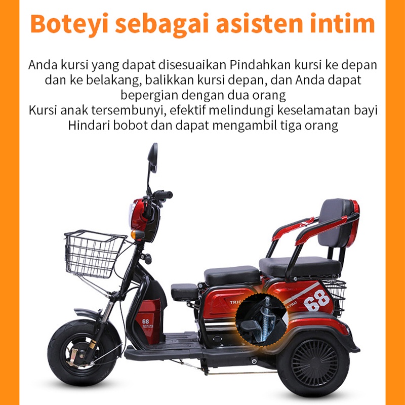 terbaru Sepeda roda tiga listrik/Sepeda listrik// Sepeda Motor Listrik 3/skuter untuk lansia