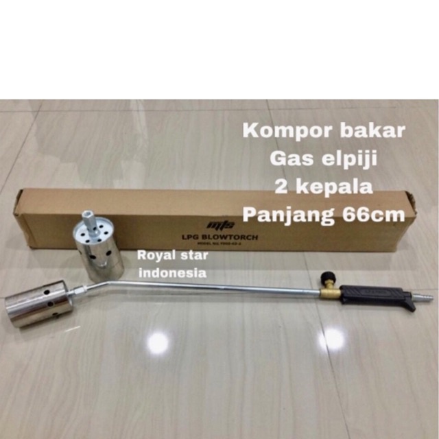 MATSU 2pcs Kompor bakar gas LPG gg putar gas Lpg blow torch lamp 2kepala. gagang Panjang 66cm gg mod