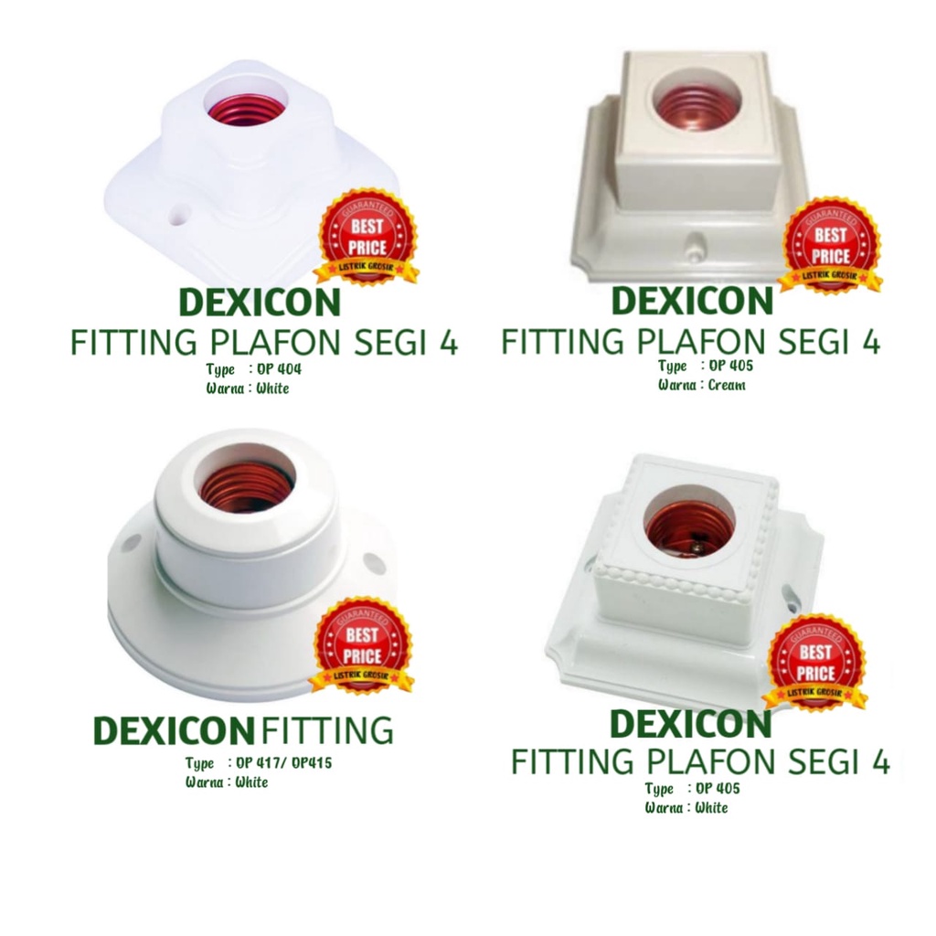 Fitting Fiting Piting Lampu Tempel Dexicon Kuningan Bulat Kotak Oval