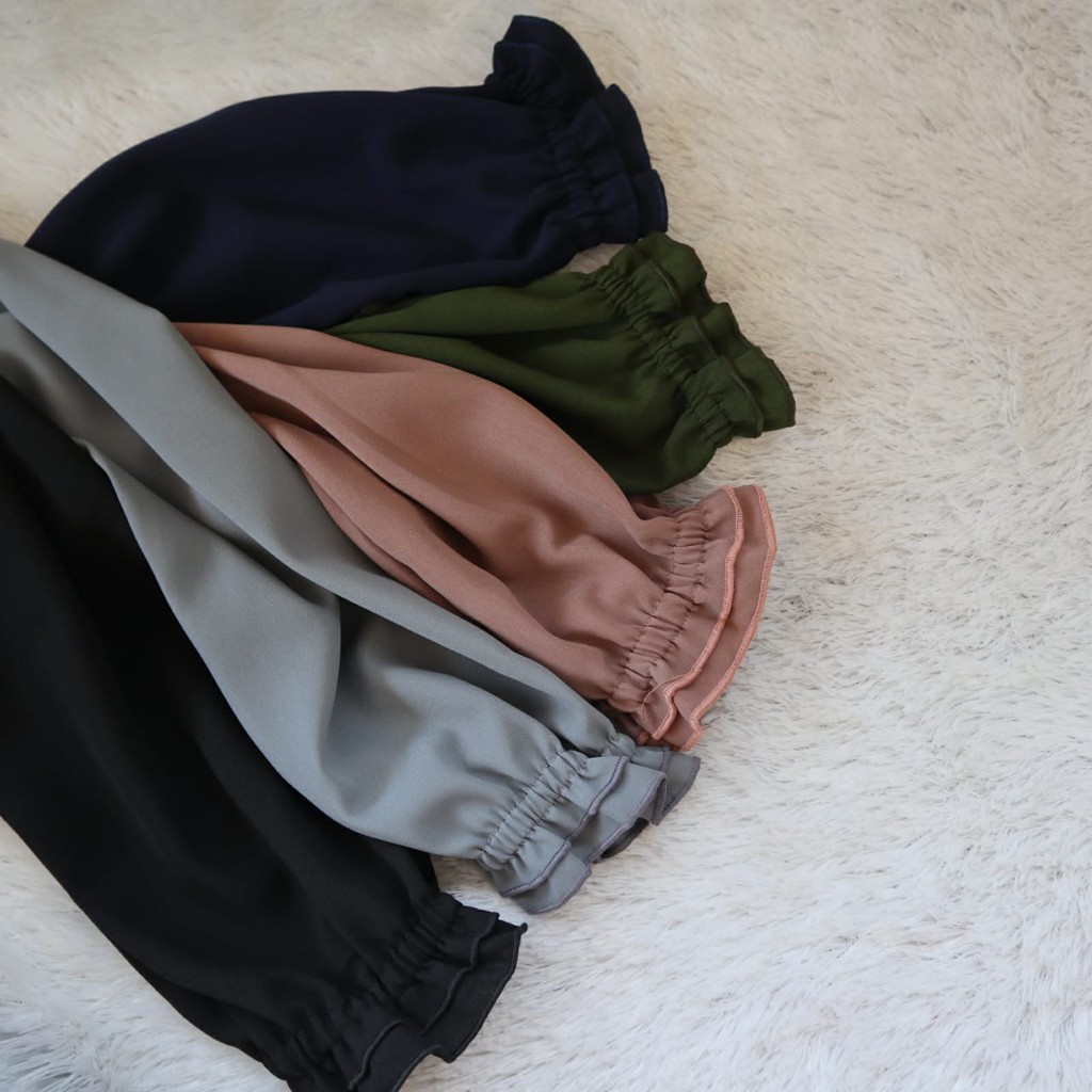 Gamis Polos Wolfis 1 Exclusive Luxury Wollycrepe Serut Pinggang Payung