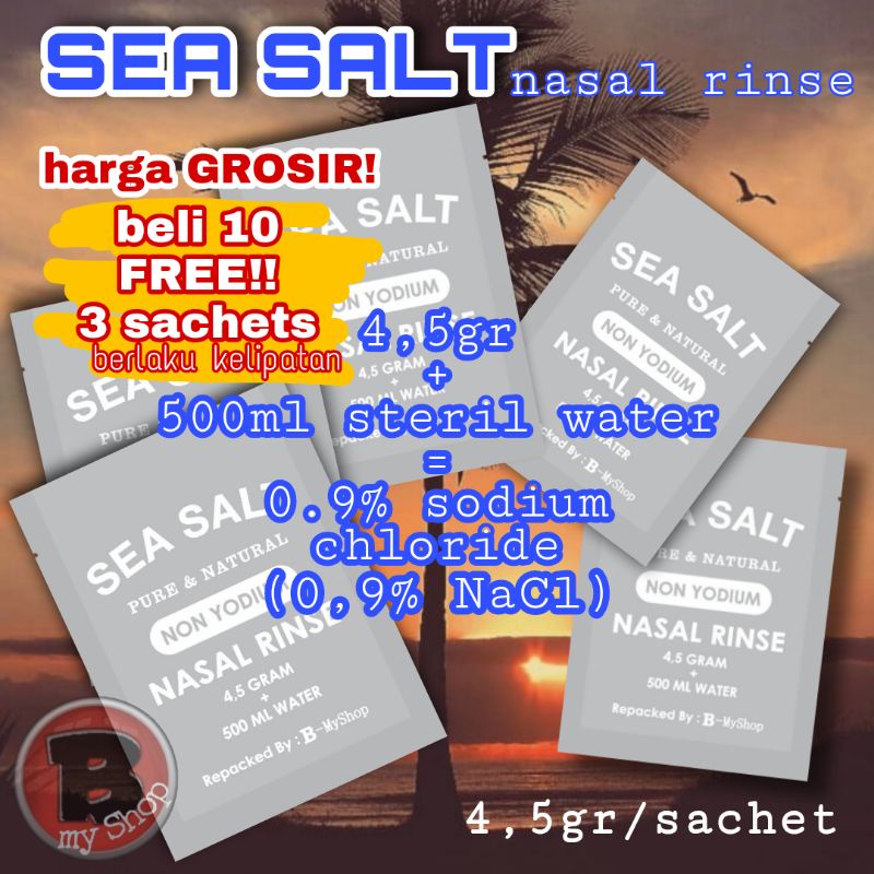 (GROSIR) 4,5 GR - GARAM CUCI HIDUNG (beli 10+FREE 3) - NASAL RINSE - NATURAL SEA SALT NON YODIUM