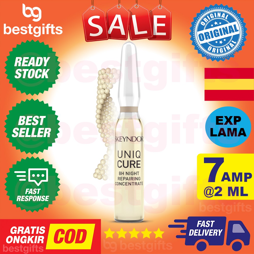 SKEYNDOR UNIQCURE 8H NIGHT REPAIRING CONCENTRATE PERBAIKAN DETOX KULIT WAJAH LELAH 2 ML - 7 AMPOULE