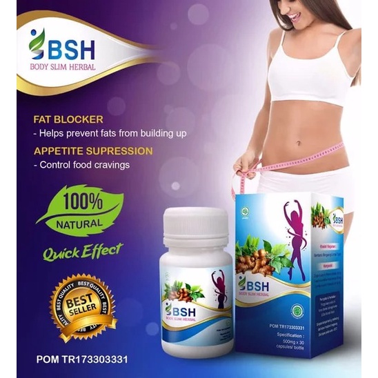 BSH Body Slim Herbal Suplemen Kapsul Diet Pelangsing Badan Herbal Penurun Berat Badan Ampuh Original BPOM