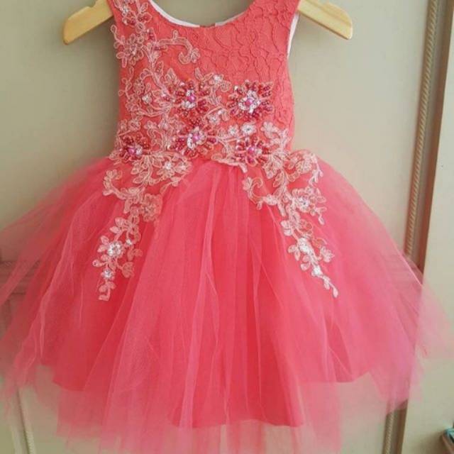 KESHIA DRESS WATERMELON / GAUN PESTA ANAK / FLOWER GIRL / TUTU ANAK PEREMPUAN