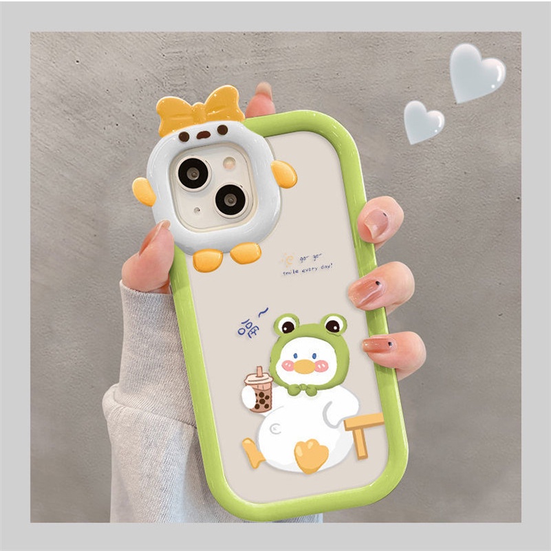 Soft Case Silikon Motif Kartun Bebek 3D Untuk iPhone 14 13 12 11 Pro Max X Xr Xs Max 7 8 6 6s Plus SE 2020