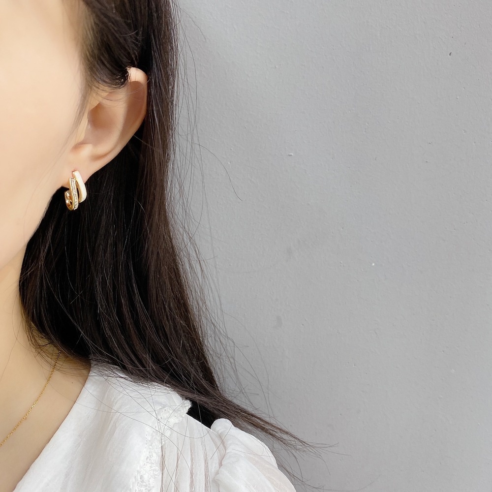 Anting Tusuk Wanita Model Korea Simple Lapis Ganda Untuk Musim Panas