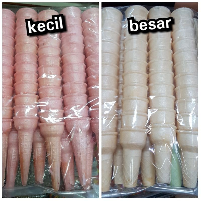 Cone ice cream besar dan kecil - kerupuk untuk es krim