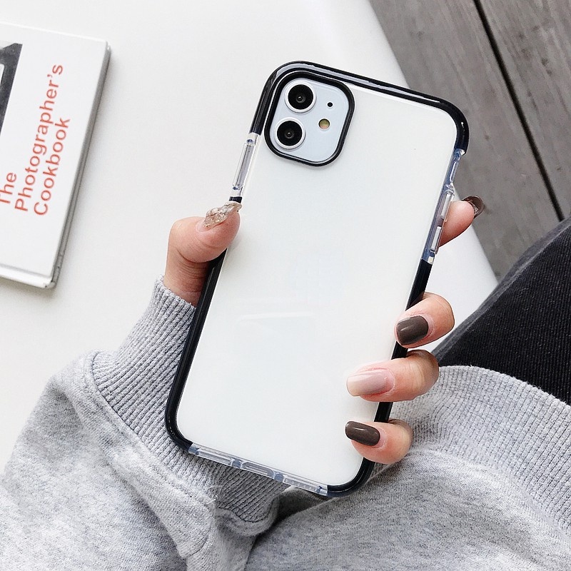 Kasus Telepon transparan iPhone 11 Pro Max XR XS Max SE2 i6 7 8 Ditambah Shockproof TPU Silicone Case