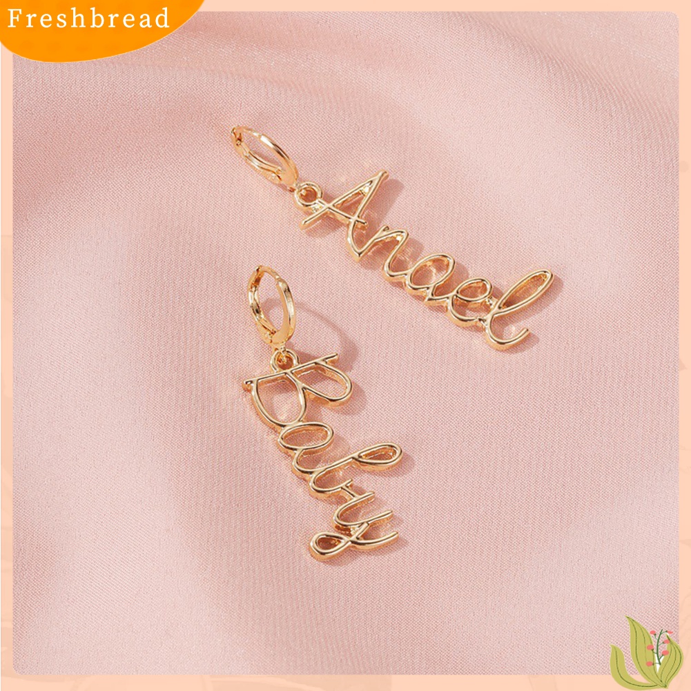 Terlaris Fashion Women Asymmetric Letter Angel Baby Fuck You Dangle Earrings Jewelry