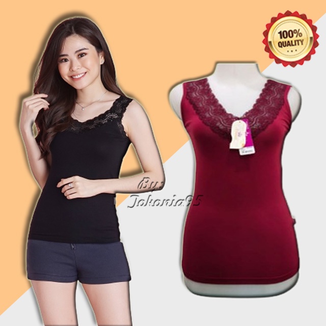 Miranda Tanktop Wanita Premium V-neck Renda - Atasan Wanita / Tanktop Renda