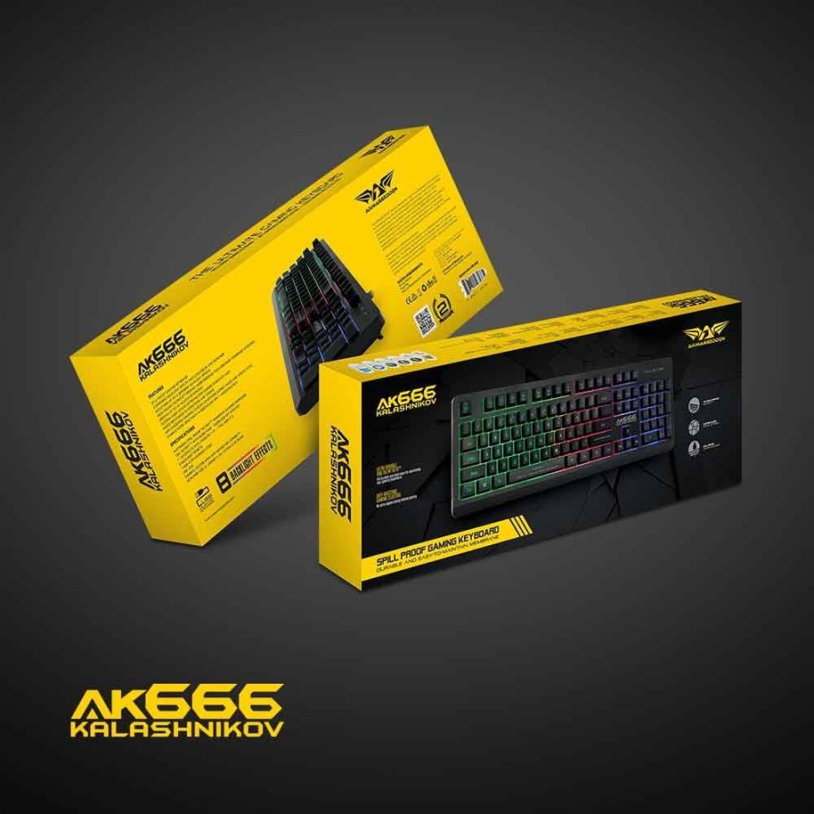 Keyboard Gaming Armaggeddon AK666 Full Size Wired RGB Tahan Tumpahan - Hitam
