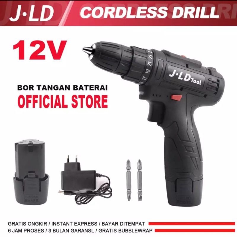 Canggih Cordless Drill JLD 12V Mesin Bor Baterai 12V 1 Baterai