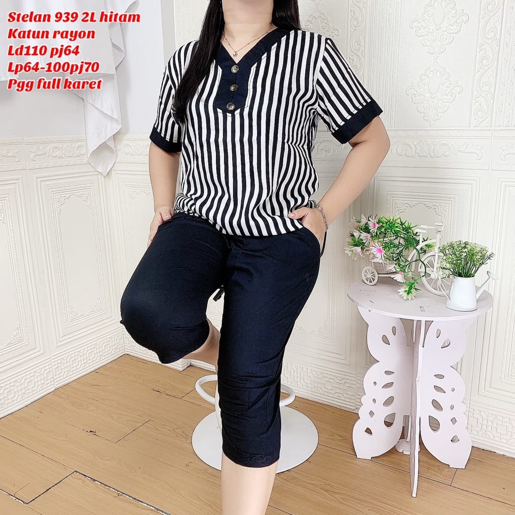 Kemeja Salur Jumbo Wanita / Kemeja Lengan Pendek / Kemeja Salur Jumbo Big Size Oversize / Kemeja Ter