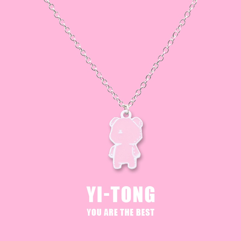 Kalung Desain Kartun Wajah Beruang Bahan alloy Gaya hip hop Korea