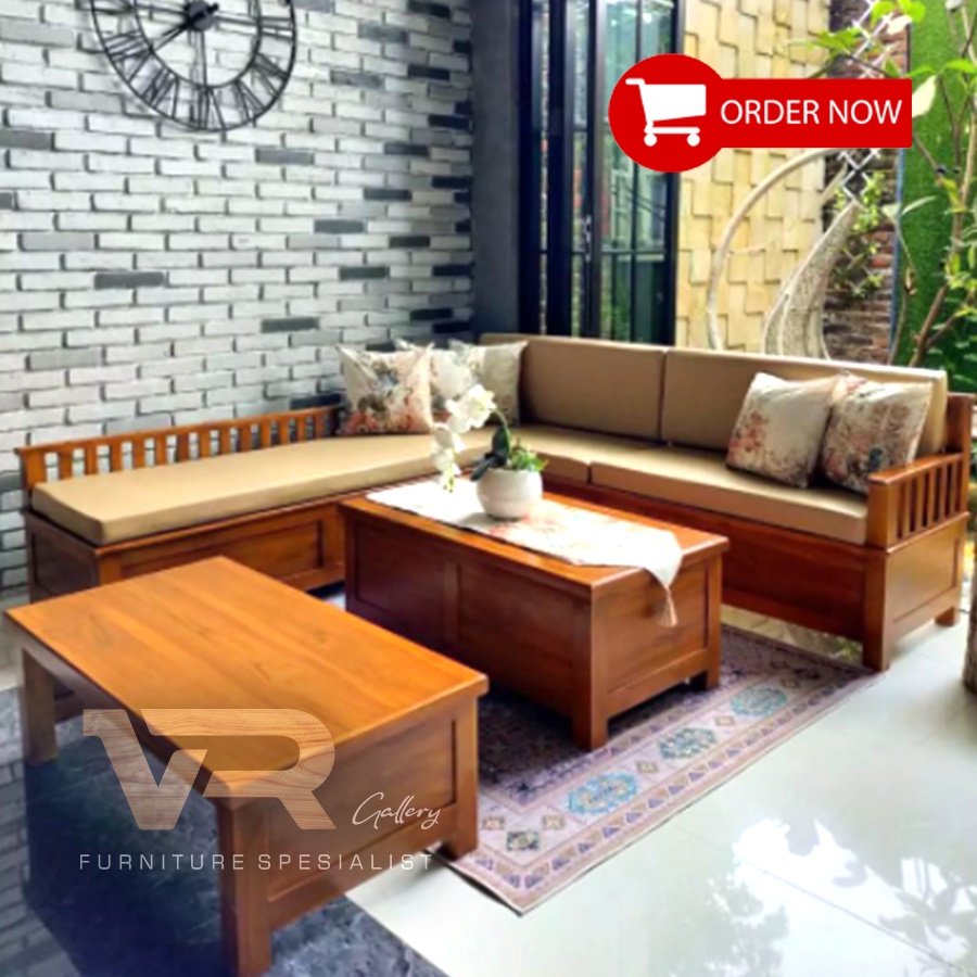 KURSI TAMU SUDUT KAYU JATI ASLI JEPARA / KURSI TAMU MINIMALIS JATI / KURSI TAMU JEPARA