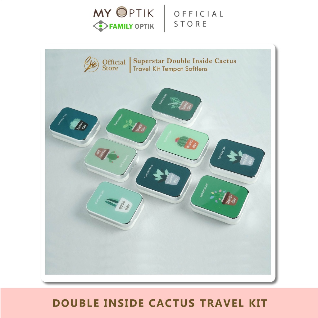 Kotak Lensa Superstar Double Inside Cactus travel kit tempat softlens